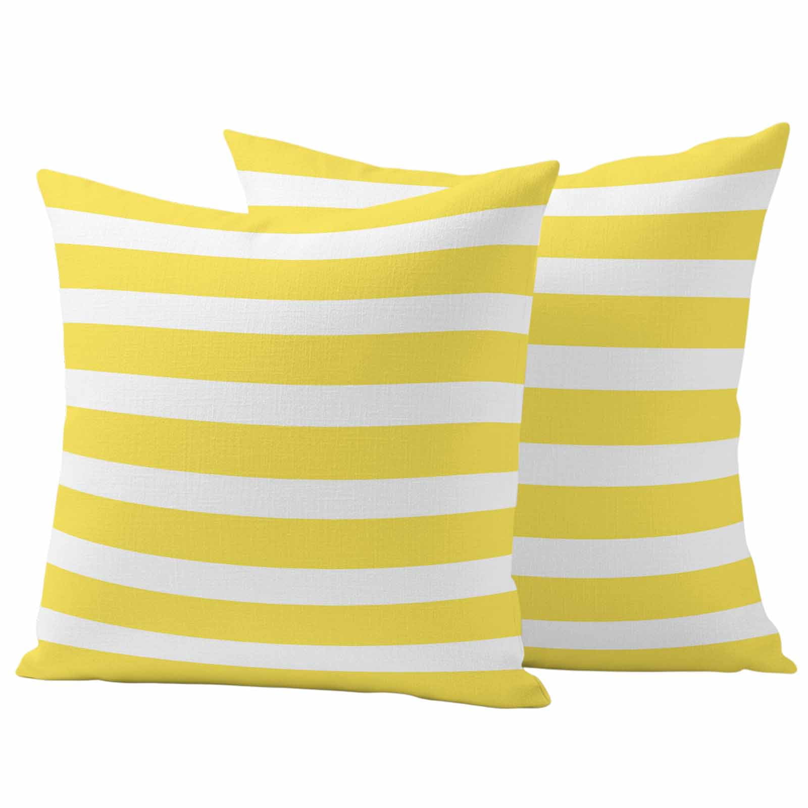 Yellow Striped Outdoor Waterproof Pillow Covers, Modern Simple Monochrome Geometric White Decorative Square Throw Pillowcase Sofa Cushion Sham for Patio/Couch/Chair, 20"x20" 2 Pack