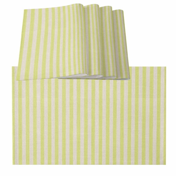 Yellow Striped Placemats for Dinning Table Set of 4, Modern Simple Farmhouse Beige Vintage Burlap Kitchen Place Mats Waterproof Cloth Table Mats, Indoor Outdoor Placemats Easy Clean Dinner Decor