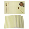 thumbnail image 1 of Yellow Striped Placemats Set of 6 Modern Simple Farmhouse Beige Vintage Place Mats Indoor Wipeable Table Mats Washable Cloth Dining Table Placemats for Kitchen Holiday Party Home Decor 13x19 Inch, 1 of 9