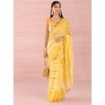 thumbnail image 1 of Yellow Striped Printed Mirror Work Leheriya Saree - 27878746, 1 of 7