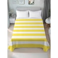 thumbnail image 1 of Yellow Striped Queen Size Flat Sheet, Wrinkleproof & Fadeproof Cooling Flat Bed Sheet Only, Modern Simple Monochrome Geometric White Breathable Soft Bedding Top Sheets 90 x 102 Inches, 1 of 8