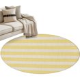 thumbnail image 1 of Yellow Striped Round Rug 3.3ft Washable Circle Entryway Rugs Non Slip Beige Retro Minimalism Abstract Stripes Area Rug Indoor Floor Carpet for Bedroom Kitchen Living Room Office Dining Room Nursery, 1 of 9