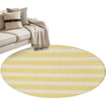 thumbnail image 1 of Yellow Striped Round Rug 3ft Washable Circle Entryway Rugs Non Slip Beige Retro Minimalism Abstract Stripes Area Rug Indoor Floor Carpet for Bedroom Kitchen Living Room Office Dining Room Nursery, 1 of 9