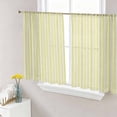 thumbnail image 1 of Yellow Striped Semi Sheer Curtains 45 Inch Length 2 Panels Set, Modern Simple Farmhouse Beige Vintage Sheer Kitchen Curtain Privacy Voile Window Curtain for Living Room Bedroom Rod Pocket Drapes, 1 of 7
