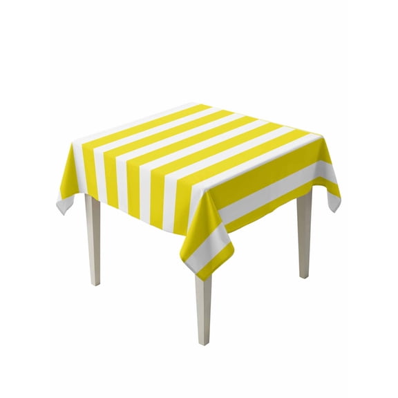 Yellow Striped Table Cloth, Modern Farmhouse Yellow White Stripes Waterproof Tablecloth for Square Tables, Reusable Washable Fabric Table Cover for Restaurant Kitchen Dining Tables 60"x60"