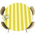 thumbnail image 1 of Yellow Striped Table Cloth, Round Fitted Tablecloths with Elastic Edge, Modern Farmhouse Yellow White Stripes Wipeable Waterproof Table Cover for Kitchen Wedding 36-44 Inches, 1 of 4