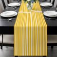 thumbnail image 1 of Yellow Striped Table Runner 48 Inches Long, Modern Geometric Abstract Retro Kitchen Coffee Dining Table Decoration for Home Party Birthday Wedding Home Decor 13x48 Inches, 1 of 8