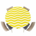 thumbnail image 1 of Yellow Striped Texture Water Ripple Fitted Round Tablecloths Elastic Edged Table Covers 36"-44",Abstract Minimalist Wave Waterproof Dining Room Table Cloth for Kitchen Holiday Party Tables Decor, 1 of 6