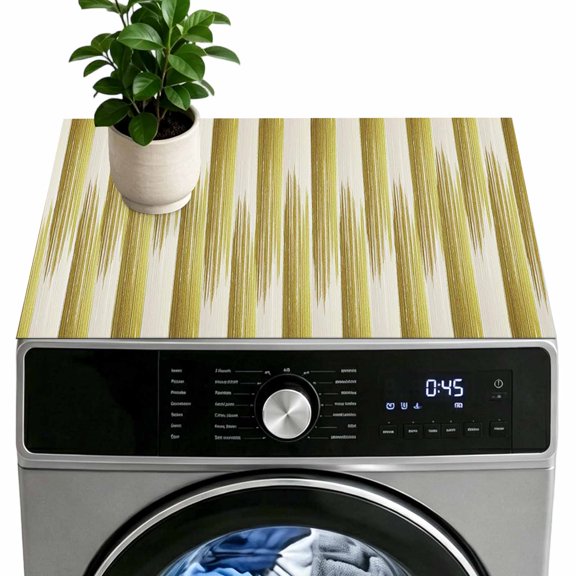 Yellow Striped Washer Dryer Top Protector Mat Non Slip, Modern Abstract Art 23.6" x 19.7" Dustproof Washing Machine Topper Cover Pad for Kitchen Laundry Room Appliance Countertop Protectors