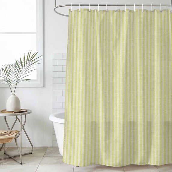 Yellow Striped Waterproof Fabric Shower Curtain,Modern Simple Farmhouse Beige Vintage Waterproof Fabric Shower Curtain for Bathroom Curtains Bathtubs Hotel Shower Curtains with 12 Hooks Small 36x78in