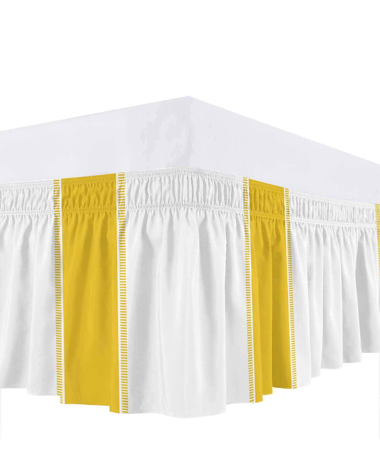 Yellow Stripes Bed Skirt Bed Skirts Queen Size 16 Inch Drop, Wrap Around Dust Ruffle&nbsp;Bedskirt with Adjustable Elastic Belt for Queen Size Beds