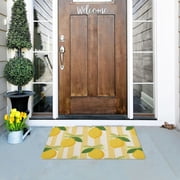 Yellow Stripes Bows Lemons Doormats Welcome Mats Gate Pads Entryway Outdoor 32" x 20"
