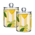 thumbnail image 1 of Yellow Stripes Bows Lemons Translucent Plastic Cans Storage Canisters with Lid Set of 2, 1 of 7