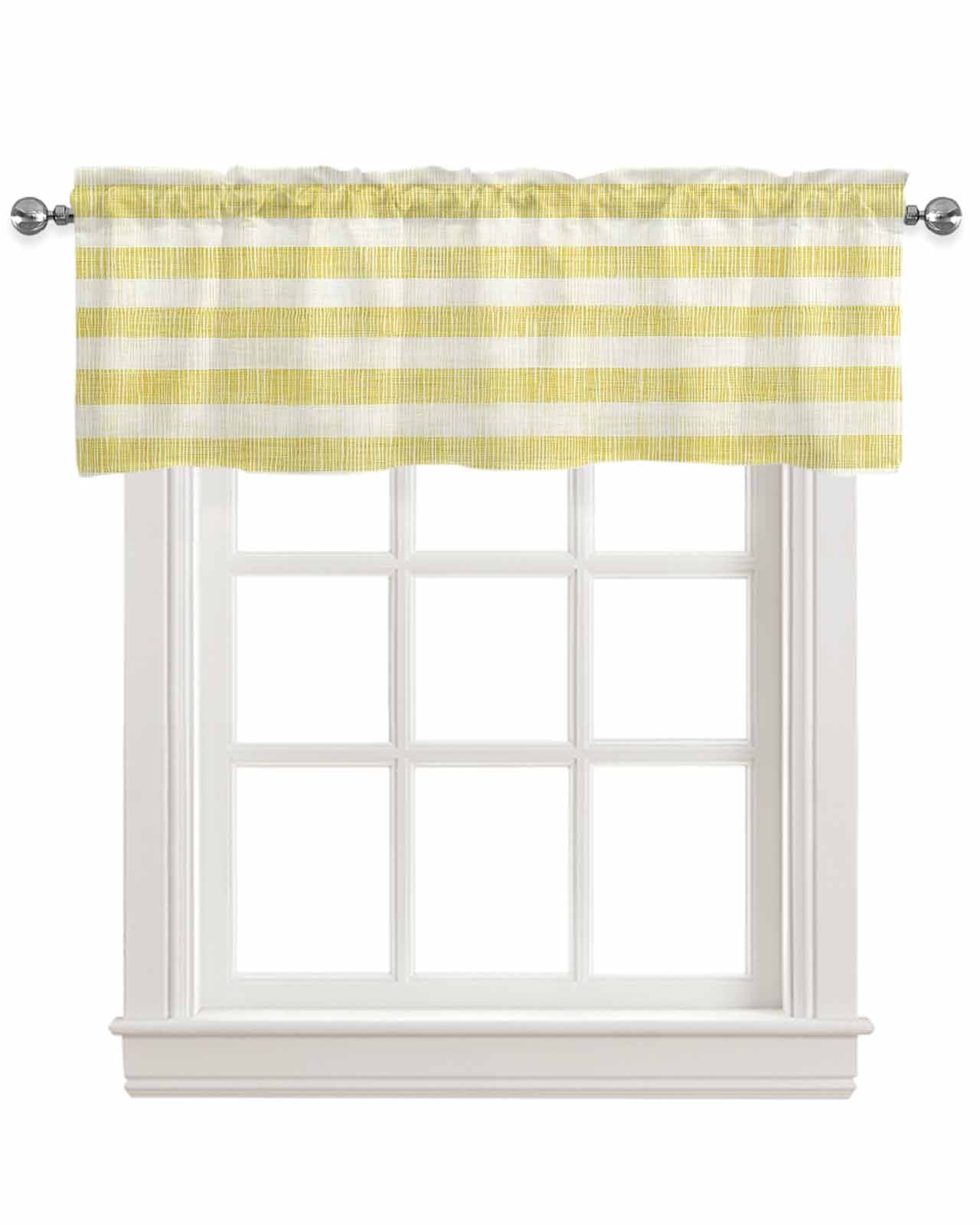 Yellow Stripes Kitchen Valances for Windows Farmhouse Linen Window ...