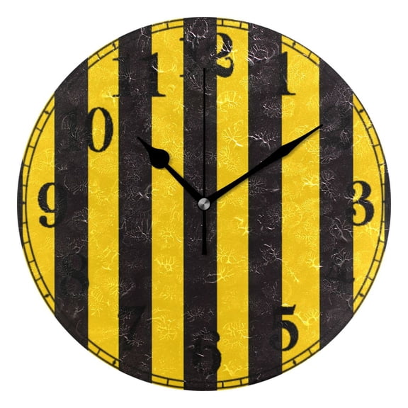 Yellow Stripes Line Pattern Silent Wall Clock 10" Non-Ticking Battery Clock