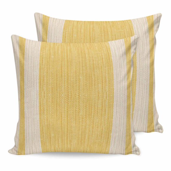 Yellow Stripes Pillow Covers 20x20 Set of 2, Geometric Modern Vintage Lines Abstract Art Throw Pillow Covers Decorative Couch Cushion Cover, Microfiber Soft Pillowcases for Bedroom Living Room Sofa