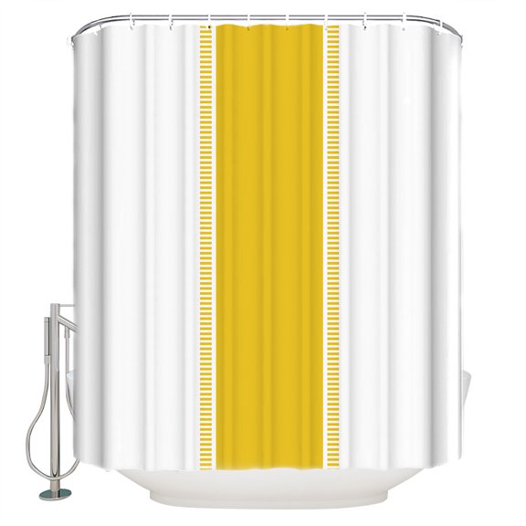 Yellow Stripes Shower Curtain, 72" x 72", Waterproof Bathroom Curtain Washable Shower Curtain Set with 12 Hooks