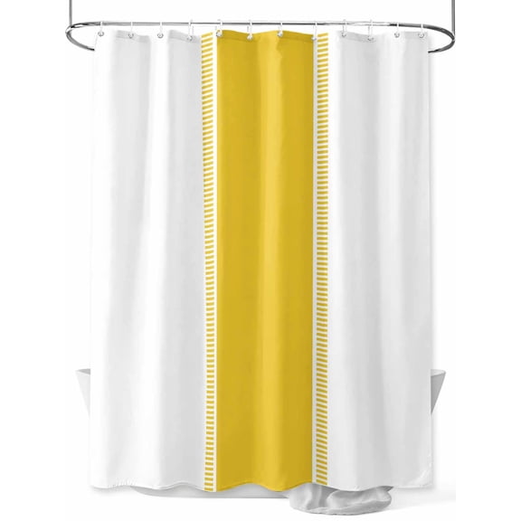 Yellow Stripes Shower Curtain, Waterproof Shower Curtain Set with 12 Hooks Lightweight Washable Fabric Shower Curtains for Bathroom 36x72 Inches