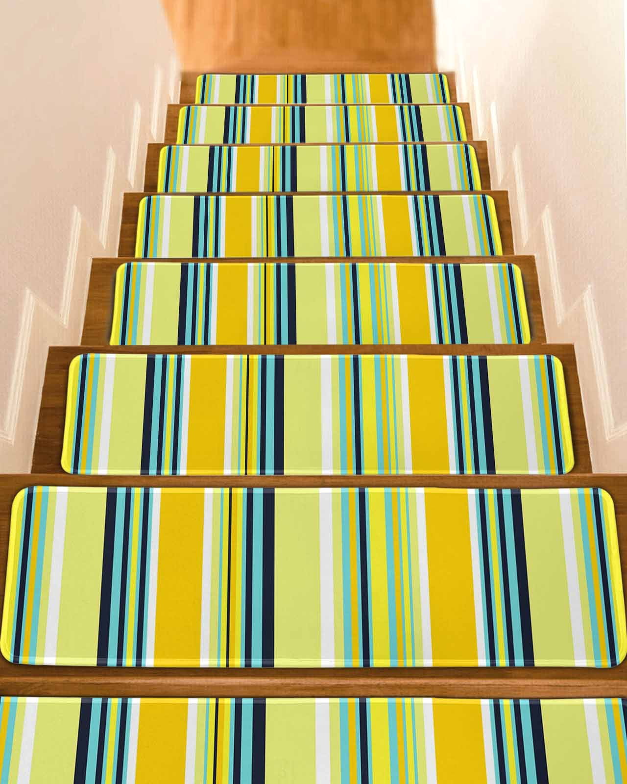Yellow Stripes Stair Treads Non Slip for Steps Lines Art 10 Pcs ...