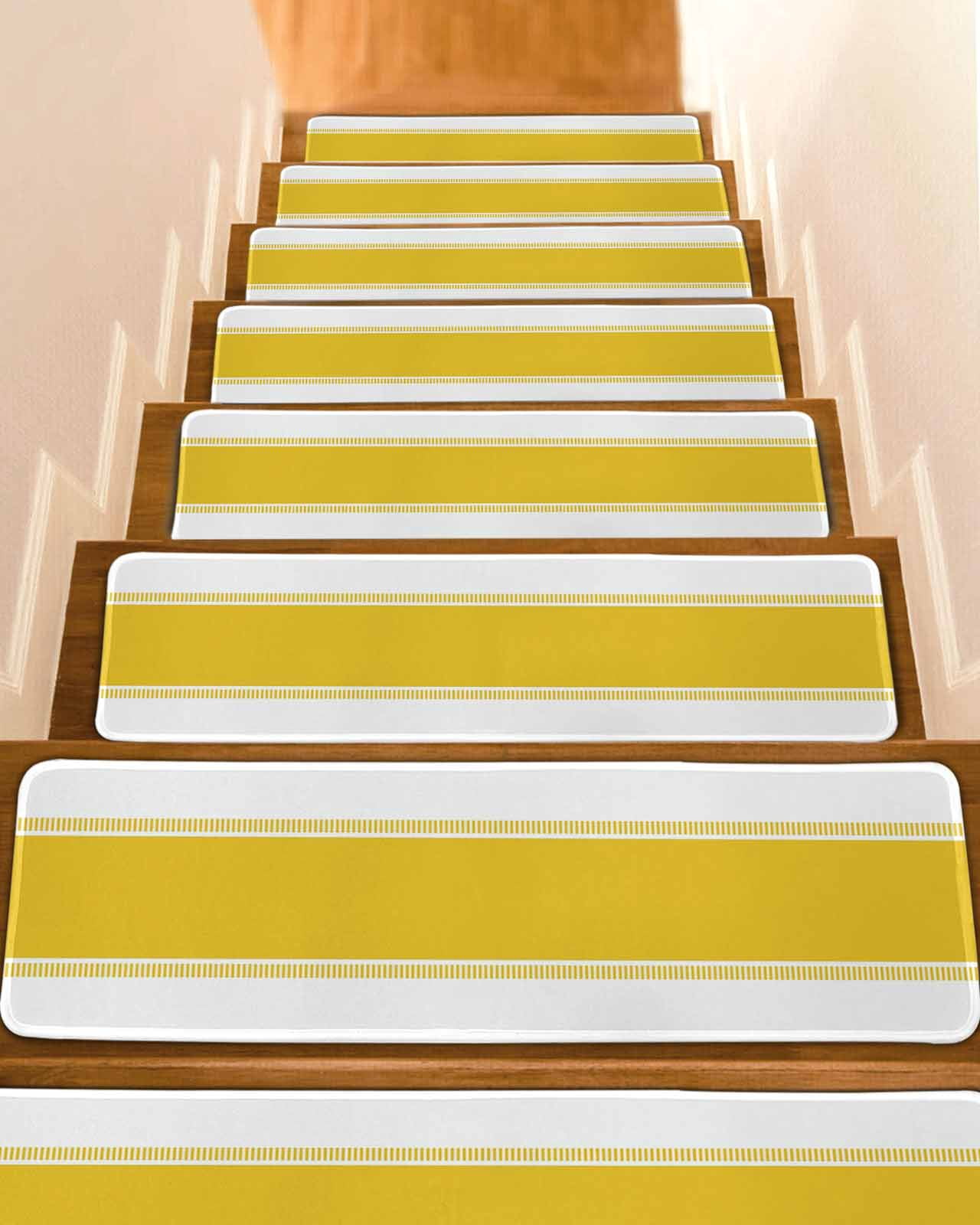 Yellow Stripes Stair Treads Non Slip for Steps 4 Pcs Reusable Adhesive ...