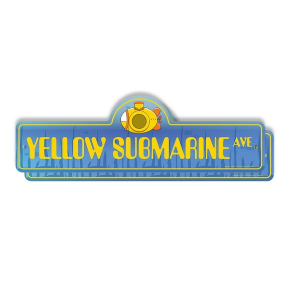 Yellow Submarine (2 Pack) Plastic Street Sign - 6 Inch X 18 Inch Gift Rock & Roll Music Decor Song History Iconic British Fan Fun Nautical Art