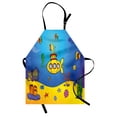 thumbnail image 1 of Yellow Submarine Apron Nautical Kids Colorful Fish Underwater Jellyfish Seahorse Shells Starfish, Unisex Kitchen Bib Apron with Adjustable Neck for Cooking Baking Gardening, Blue Yellow, by Ambesonne, 1 of 3