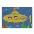 thumbnail image 1 of Yellow Submarine Cutting Board, Boy and Girl Children with Dog in Submarine Colorful Cartoon Illustration, Decorative Tempered Glass Cutting and Serving Board, in 3 Sizes, by Ambesonne, 1 of 2