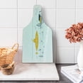 thumbnail image 1 of Yellow Submarine Cutting Board, Submarine Fish and a Treasure Chest on the Sea Bottom Print, Tempered Glass Cutting and Serving Board, Wine Bottle Shape, White and Earth Yellow, by Ambesonne, 1 of 5