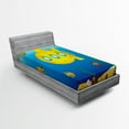 thumbnail image 1 of Yellow Submarine Fitted Sheet, Nautical Theme a Submarine Surrounded by Fish and Sea Grass Print, Soft Decorative Fabric Bedding, Twin Size, Blue and Yellow, by Ambesonne, 1 of 2
