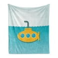 thumbnail image 1 of Yellow Submarine Soft Flannel Fleece Blanket, Illustration of Submarine with Bubbles Below the Sea Pattern, Cozy Plush for Indoor and Outdoor Use, 70" x 90", Baby Blue Earth Yellow, by Ambesonne, 1 of 5