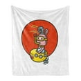 thumbnail image 1 of Yellow Submarine Soft Flannel Fleece Throw Blanket, Little Alien Cartoon in Spaceship Periscope over Moon Planet Kids, Cozy Plush for Indoor and Outdoor Use, 60" x 80", White Red, by Ambesonne, 1 of 6
