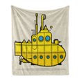 thumbnail image 1 of Yellow Submarine Soft Flannel Fleece Throw Blanket, Retro Grunge Marine Vessel Industrial Nautical Ocean Theme, Cozy Plush for Indoor and Outdoor Use, 50" x 70", Grey Yellow Blue, by Ambesonne, 1 of 6