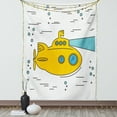 thumbnail image 1 of Yellow Submarine Tapestry, Ocean Nautical Adventure Underwater Bubbles Porthole Cartoon Kids, Wall Hanging for Bedroom Living Room Dorm Decor, 40W X 60L Inches, White Yellow Blue, by Ambesonne, 1 of 5
