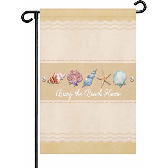 Yellow Summer Coastal Garden Flag 12x18 Double Sided Outdoor Welcome Yard Banner with Ocean Waves Starfish and Shell Design for House Patio Lawn Seasonal Decor