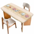 thumbnail image 1 of Yellow Summer Coastal Table Cloths for 3 Foot Rectangle Tables, Modern Ocean Waves Starfish Shell Patio Waterproof Elastic Fitted Tablecloths, Washable Rectangular Table Cover for Camping, 1 of 8