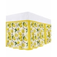thumbnail image 1 of Yellow Summer Lemon Bed Skirt Cal King Size, Summer Botanical Watercolor Wrap Around Bed Skirting with Adjustable Elastic Strap, Dust Ruffled Pleated Bedskirts 18 Inch Drop for Bedroom Cal King Beds, 1 of 9