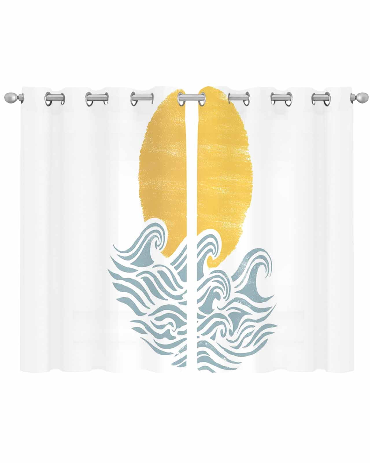 Window Rising Curtains Yellow Sun Rise Sheer Curtains 45 Inch Length 2 Panels Set for Living ...
