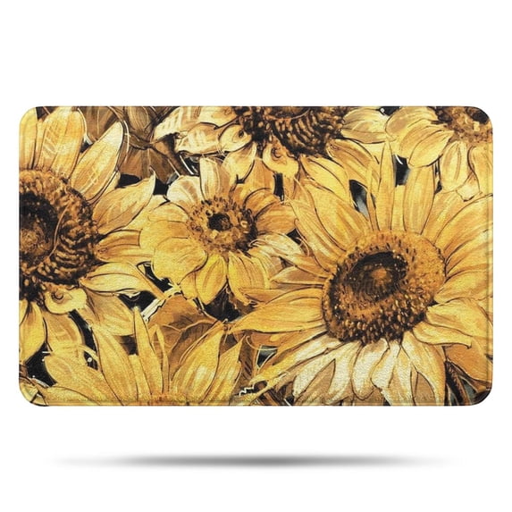 Yellow Sunflower Art Pattern Bathroom Rugs Mat,Non Slip Microfiber Bathroom Rug,Rubber Backing,Soft Bathroom Mats for Bathroom Floor,Tub and Shower,17x27in(43x68cm)