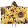 thumbnail image 1 of Yellow Sunflower Art Pattern Hooded Bath Towel，60"x35" for Ages 3 To 12 Kids, Quick Dry Lightweight Soft Microfiber Hood Beach Towel Cover Up for Kids, 1 of 7