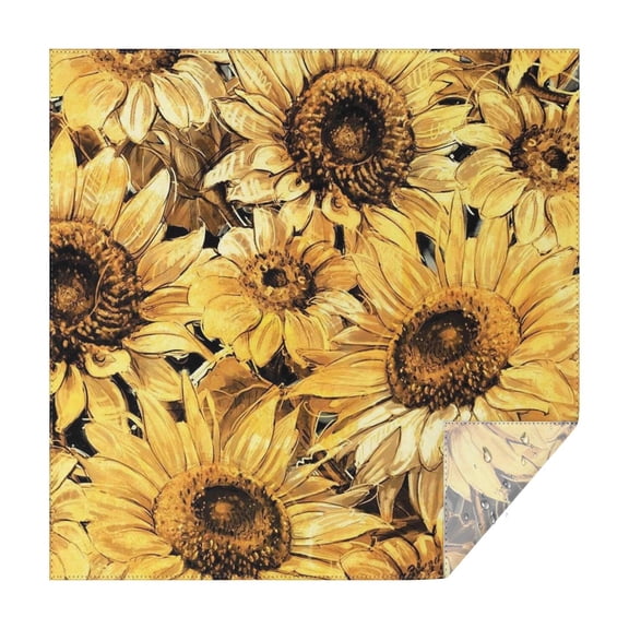 Yellow Sunflower Art Pattern Square Tablecloth,Waterproof Square Table Cover,Wipeable Spillproof Washable Table Cover for Home Kitchen Party Decor 42"X42"(107x107cm)