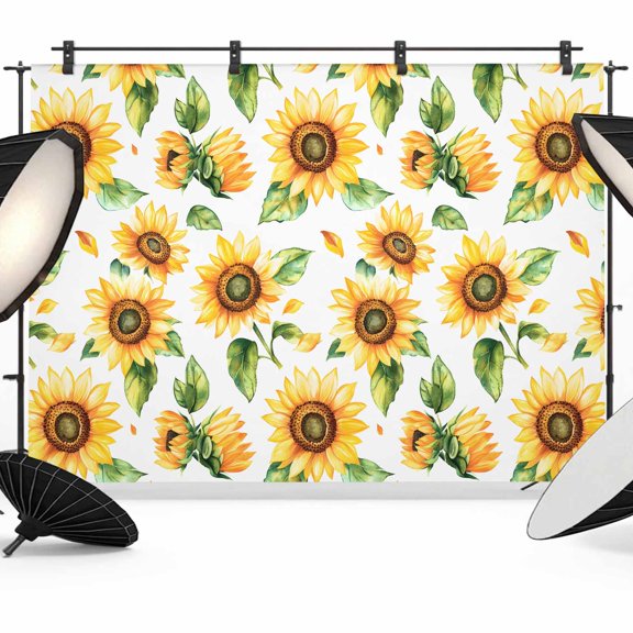 Yellow Sunflower Backdrop for Photography,Fabric Photo Background Backdrop,Country Petals Floral Summer Spring Photo Booth Background for Portrait Photoshoot Video Wedding Decoration Banner 7x5ft