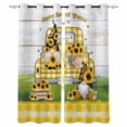 thumbnail image 1 of Yellow Sunflower Blackout Curtains for Bedroom, Gnomes Truck Plaid Farmhouse Wooden Thermal Insulated Kitchen Drapes with Grommets, Light Blocking Window Treatment, 2 Panels 52" x 54", 1 of 7