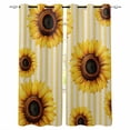 thumbnail image 1 of Yellow Sunflower Blackout Curtains for Bedroom Living Room Darkening Curtains 63 Inches Long Beige Vertical Striped Beige Retro Window Curtain 2 Panels Set Window Treatment Grommet Drapes 42"x63", 1 of 9