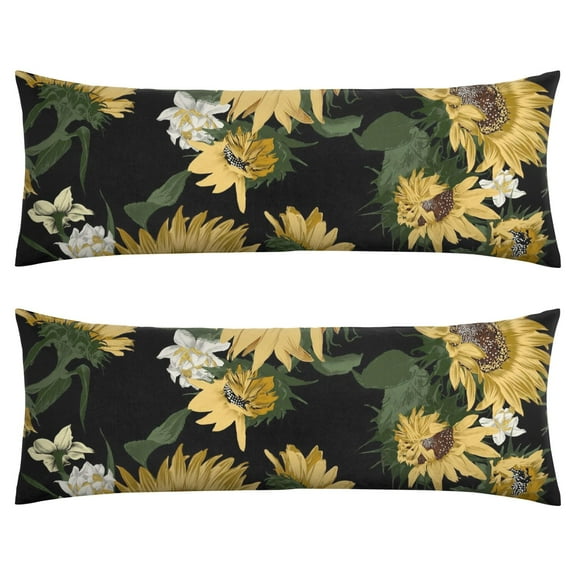 Yellow Sunflower Body Pillow Cover 20x54 - Cozy Full Body Support Pillowcase - Sunflower and Butterfly Design