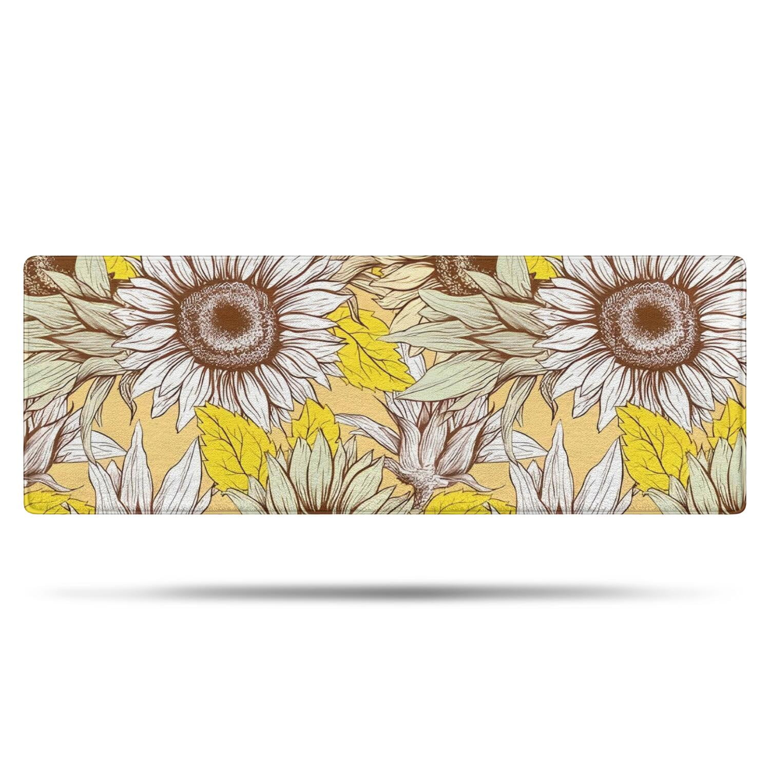Yellow Sunflower Bud Leaf Pattern Bathroom Rugs Mat,Non Slip Microfiber ...