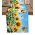 thumbnail image 1 of Yellow Sunflower Burlap Cotton Table Runner 13x120 Inches Long, Spring Floral Leaves Butterfly Pastoral Farmhouse Table Runners, Outdoor Dining Tablecloths Decor for Baby Shower/Party/Wedding, 1 of 6