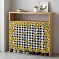 thumbnail image 1 of Yellow Sunflower Cabinet Curtain 35"Wx35"L,Dustproof Under Sink Skirt with Self Adhesive Tape,Summer Bee Floral Black White Plaid Cabinet Curtain Cover for Kitchen Sink,Bathroom Vanity,Laundry Room, 1 of 9