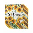 thumbnail image 1 of Yellow Sunflower Cloth Napkins Set of 6 Reusable Dinner Napkins, Spring Daisy Green Leaves Pastoral Cocktail Napkin Washable Table Napkins for Wedding/Holiday Party/Baby Shower 20"x20", 1 of 7