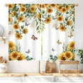 thumbnail image 1 of Yellow Sunflower Country Kitchen Curtain 27.5W X 39L Inch 2 Panel Rod Pocket Rustic Floral Flower Butterfly Farmhouse Over Sink Set Small Short Cafe Tier Window Drapes Bathroom Home Decor, 1 of 6