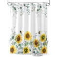 thumbnail image 1 of Yellow Sunflower Floral Shower Curtain, Sage Green Eucalyptus Leaf Bathroom Decor Curtains Set with Hooks, White Waterproof Fabric Home Accessories， Stall 36 X 72 Inch, 1 of 6